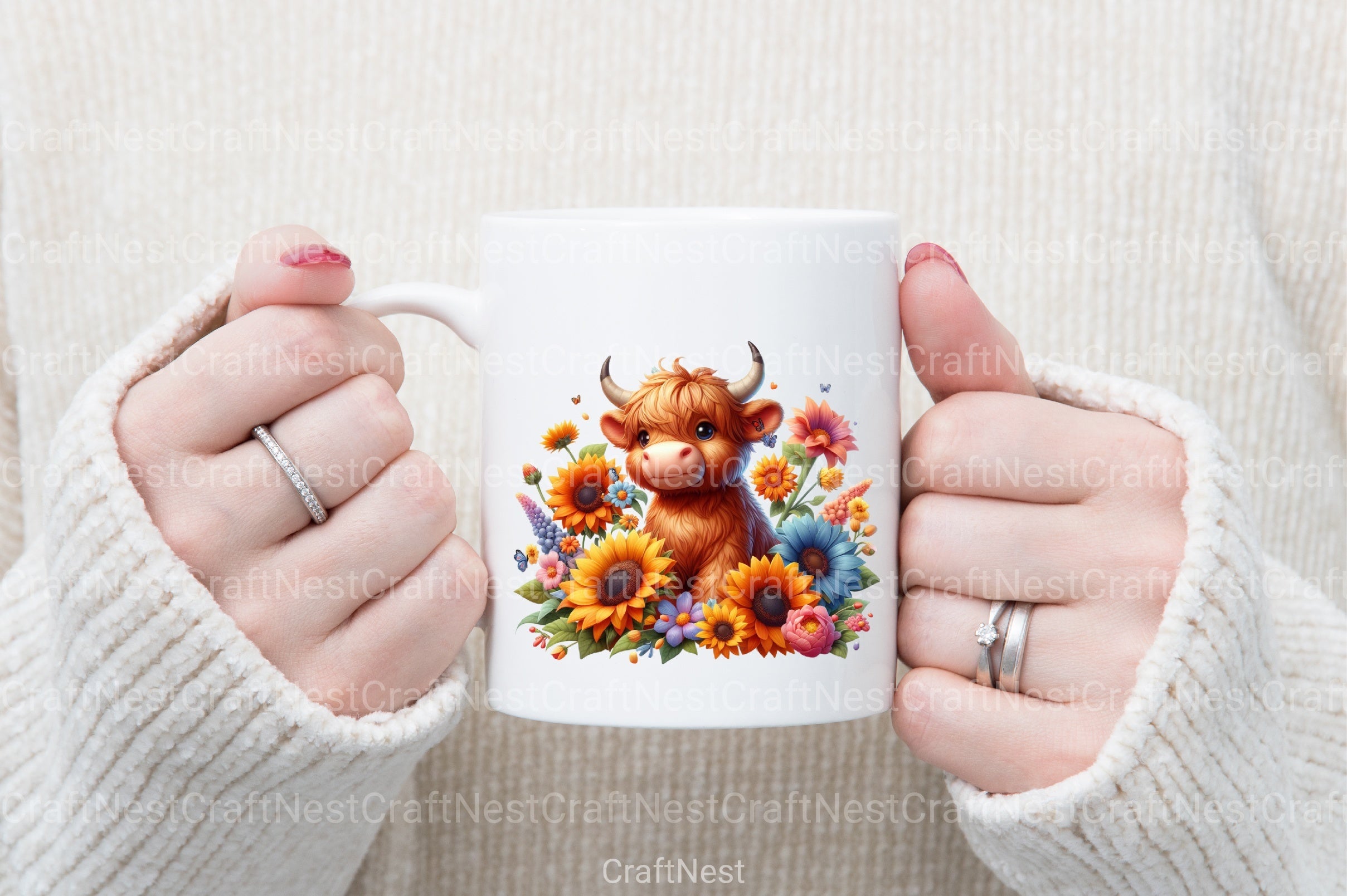 Highland Cow Sunflower Clipart Bundle - CraftNest - Digital Crafting and Art