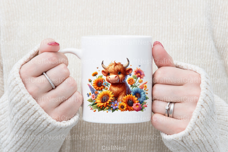 Highland Cow Sunflower Clipart Bundle - CraftNest - Digital Crafting and Art