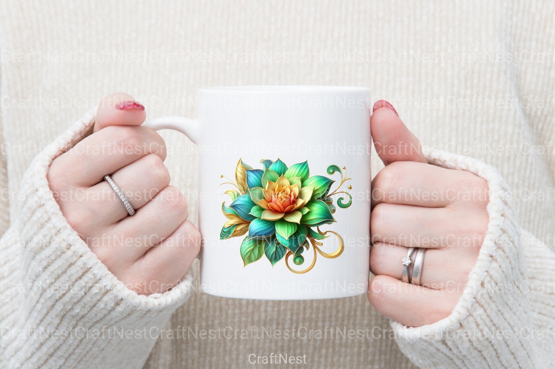 Gold Alcohol Ink Flowers Clipart Bundle 2 - CraftNest - Digital Crafting and Art