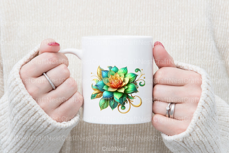 Gold Alcohol Ink Flowers Clipart Bundle 2 - CraftNest - Digital Crafting and Art