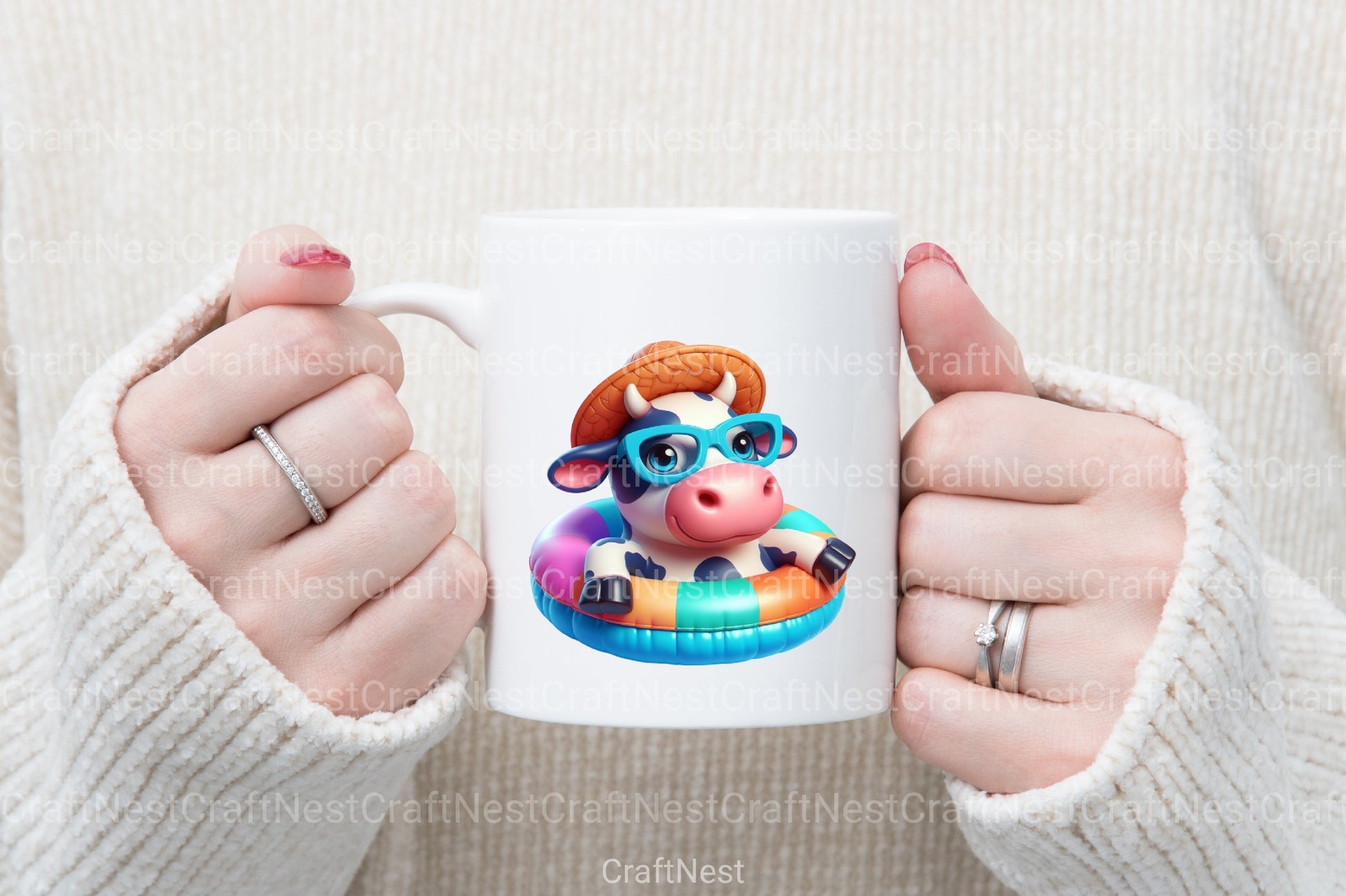 Funny Cow Pool Party Clipart Bundle - CraftNest - Digital Crafting and Art