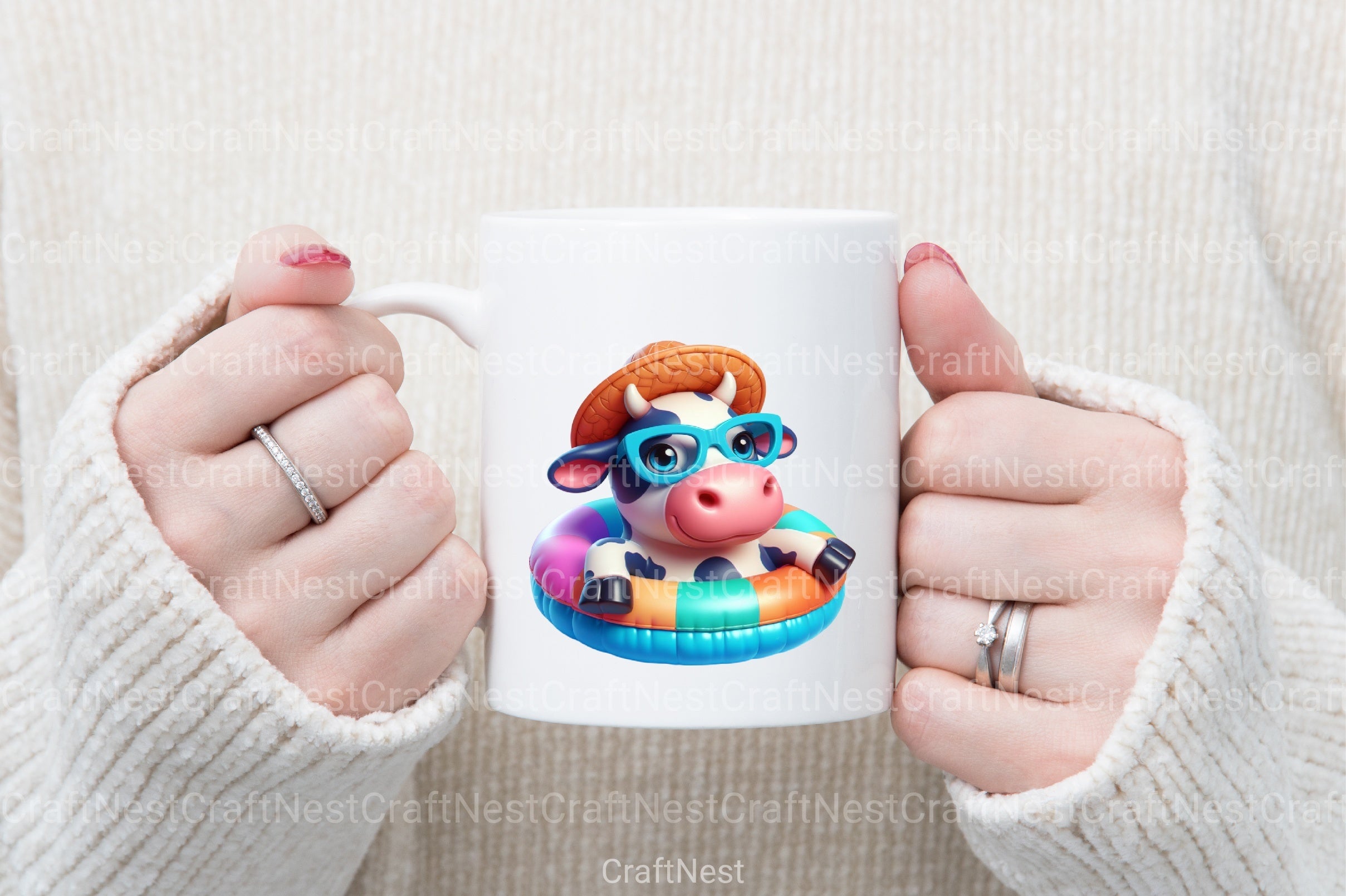 Funny Cow Pool Party Clipart Bundle - CraftNest - Digital Crafting and Art