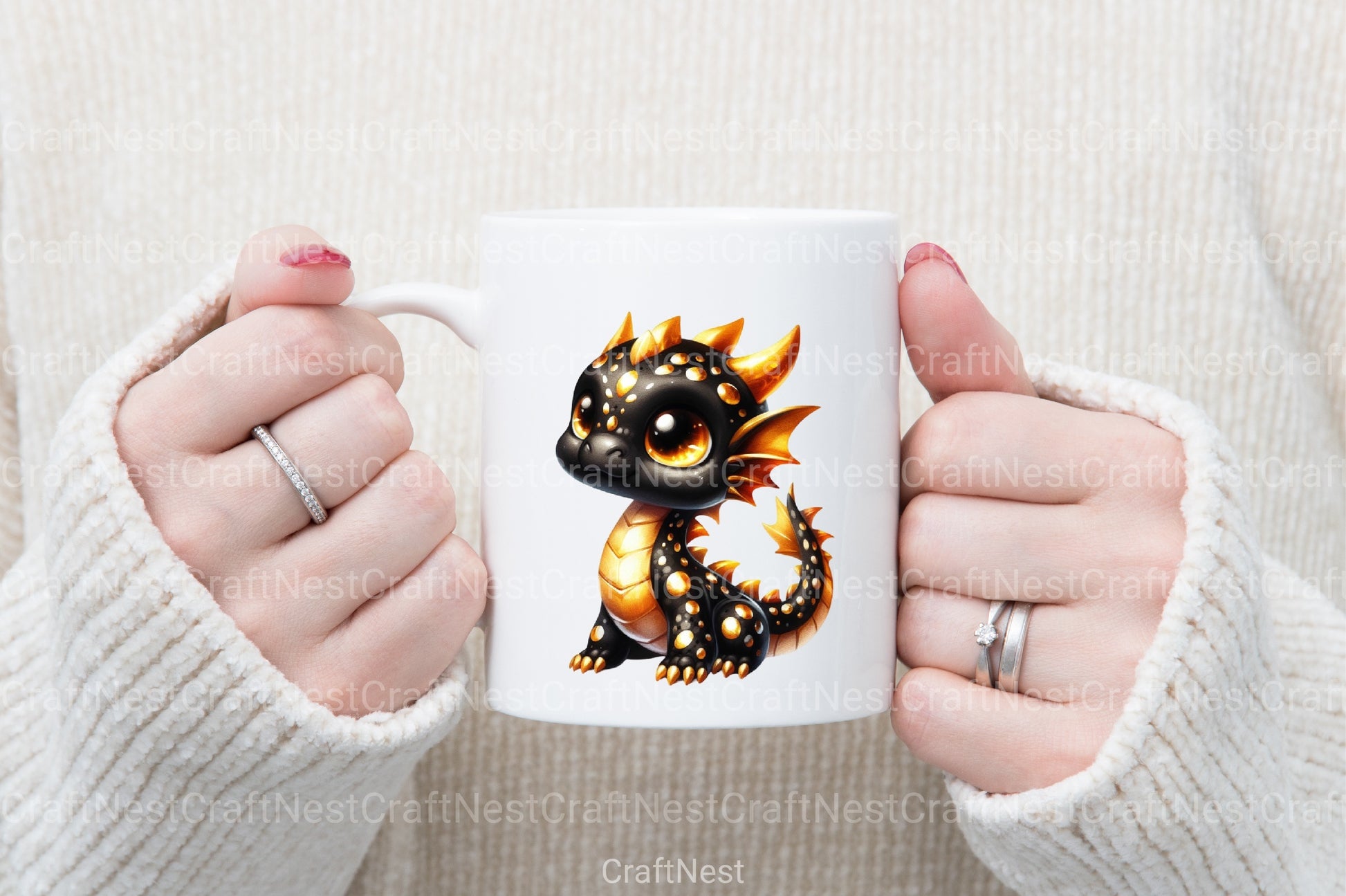 Cute Black and Gold Baby Dragon Clipart Bundle 45 - CraftNest - Digital Crafting and Art