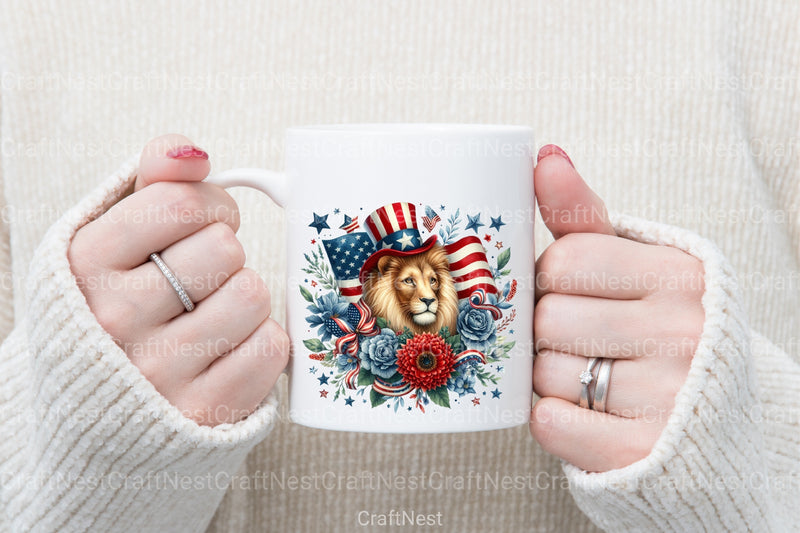 4th of July Patriotic Lion Clipart Bundle - CraftNest - Digital Crafting and Art