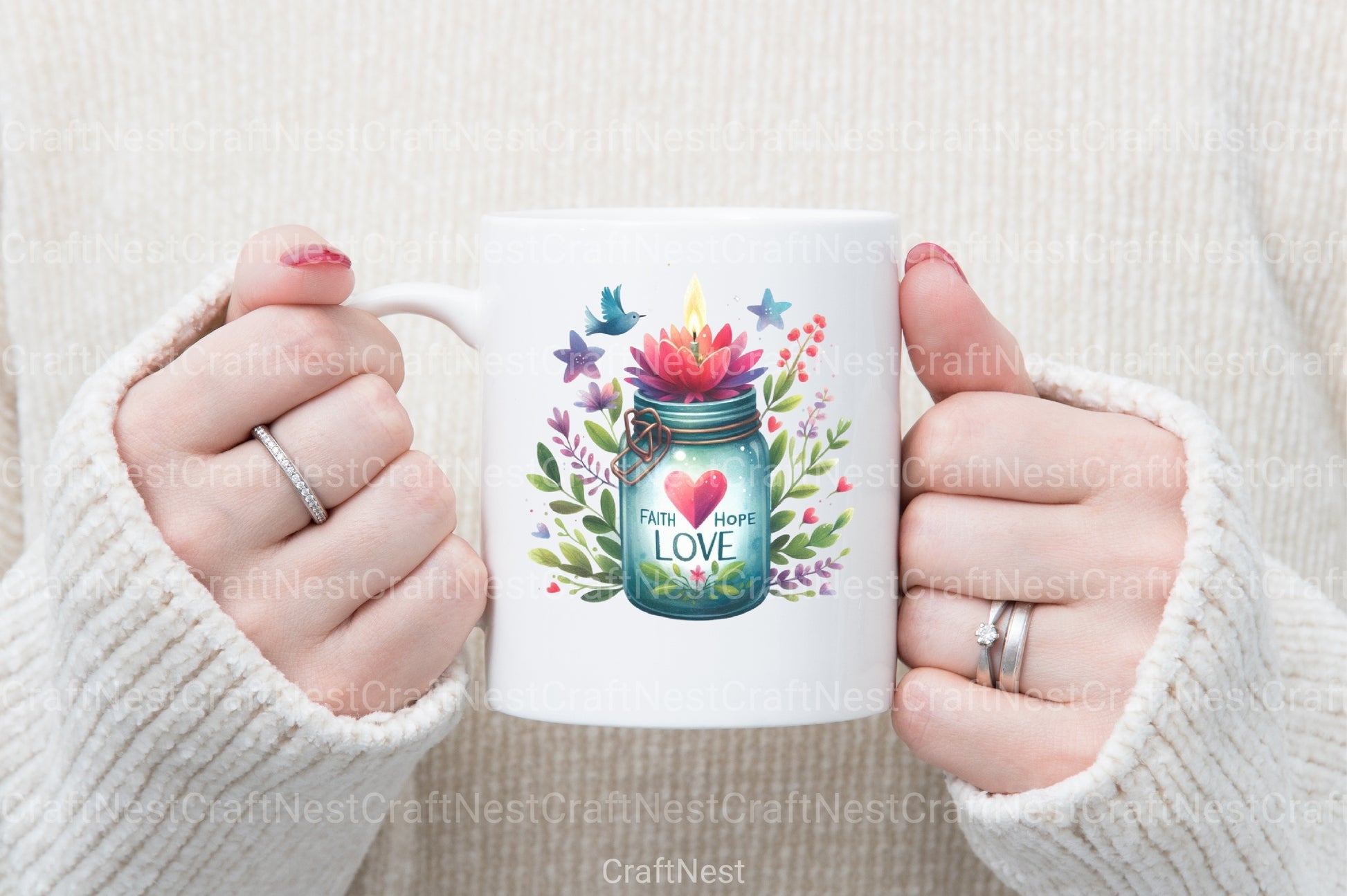 Faith Hope Love Jars Clipart Bundle - CraftNest - Digital Crafting and Art