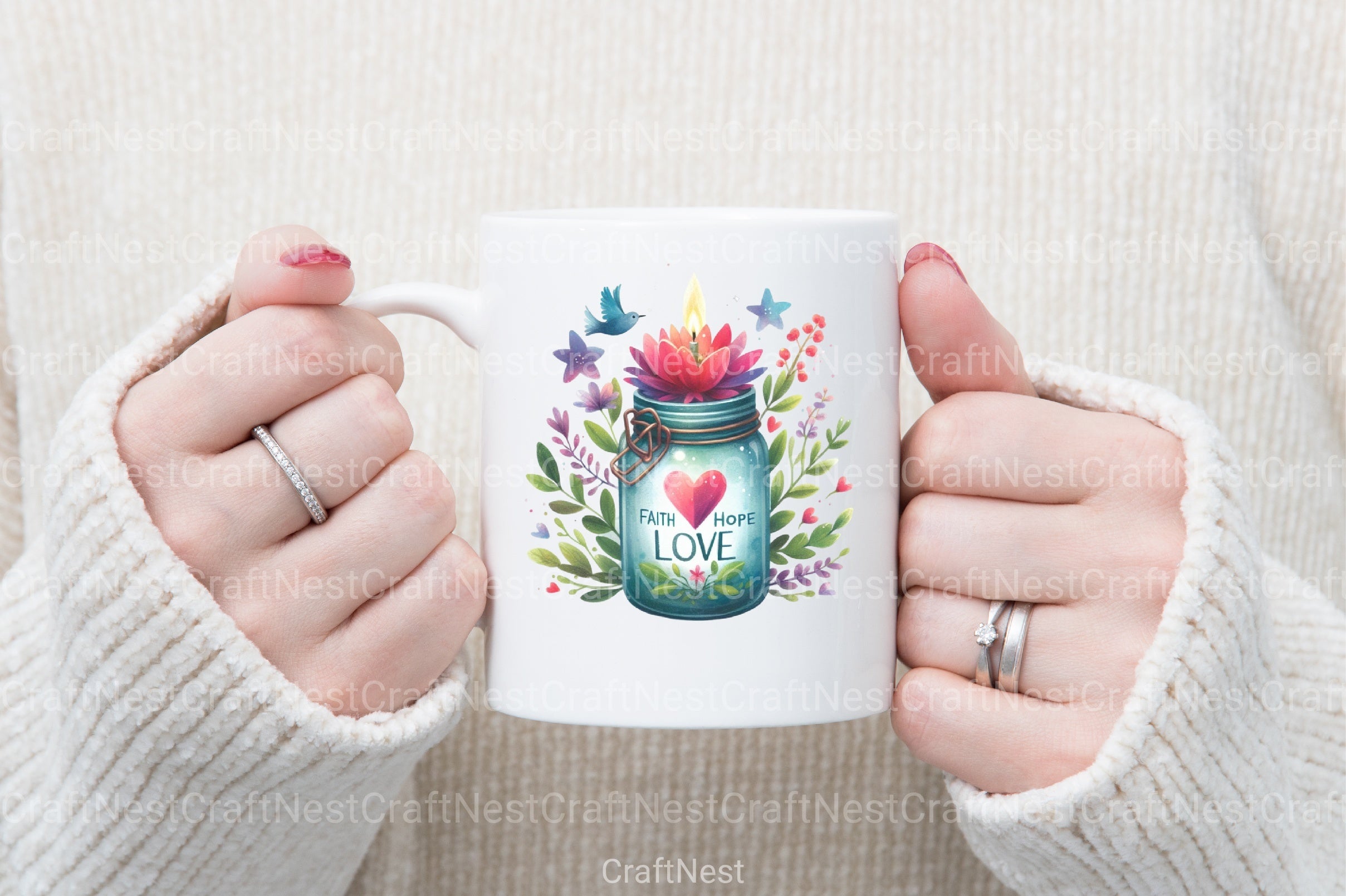 Faith Hope Love Jars Clipart Bundle - CraftNest - Digital Crafting and Art