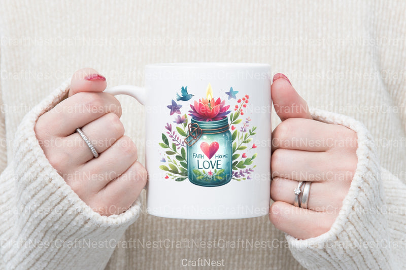 Faith Hope Love Jars Clipart Bundle - CraftNest - Digital Crafting and Art