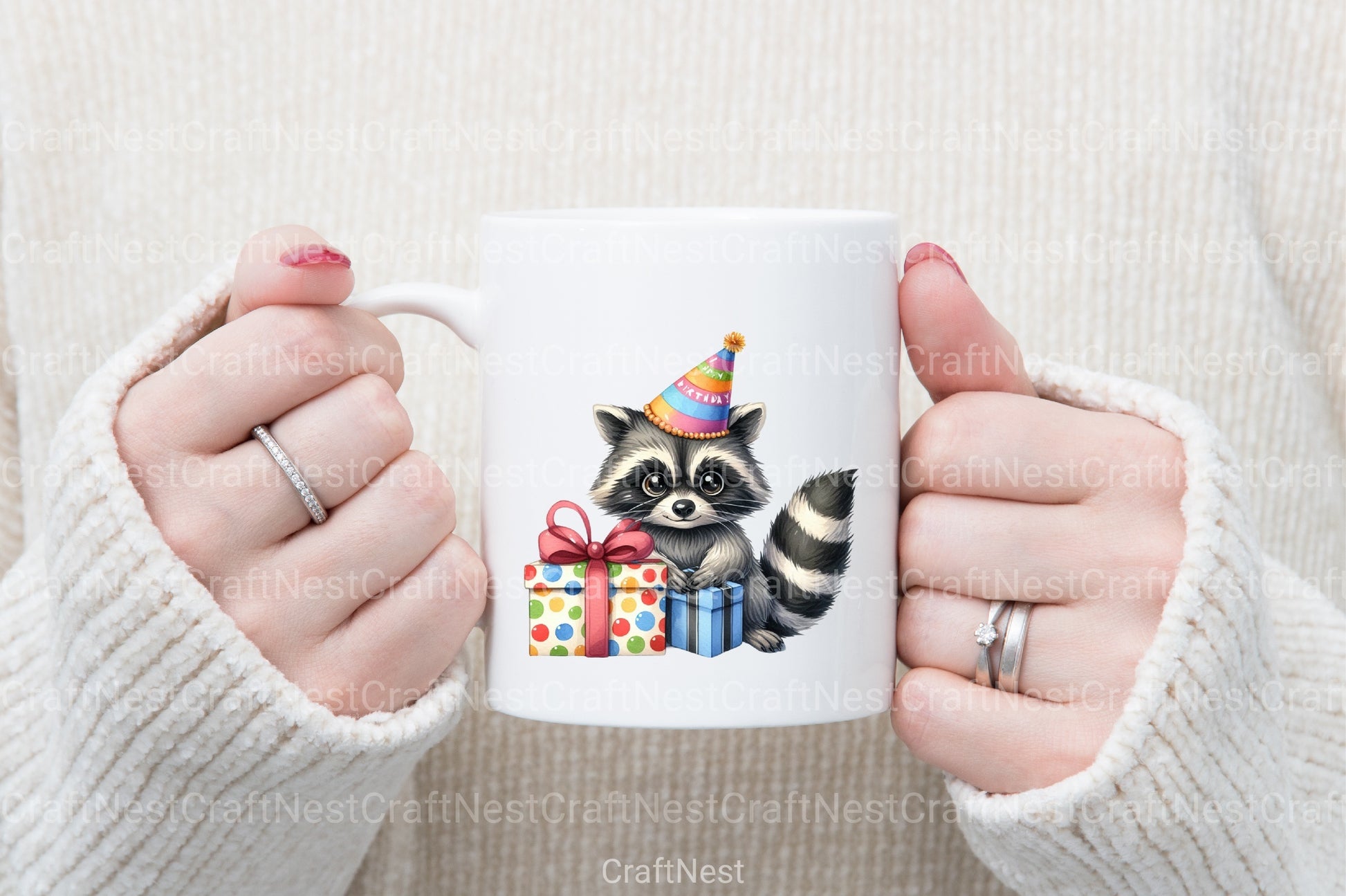 Cute Birthday Raccoons Clipart Bundle - CraftNest - Digital Crafting and Art
