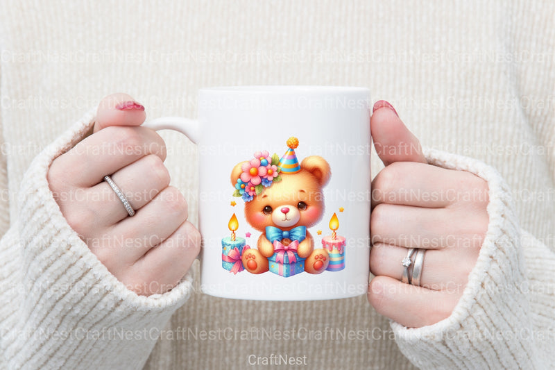 Cute Birthday Teddy Bear Clipart Bundle - CraftNest - Digital Crafting and Art