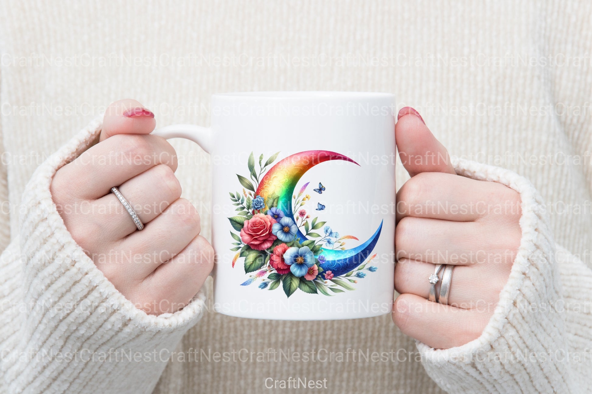 Floral Moon Clipart Bundle 2 - CraftNest - Digital Crafting and Art