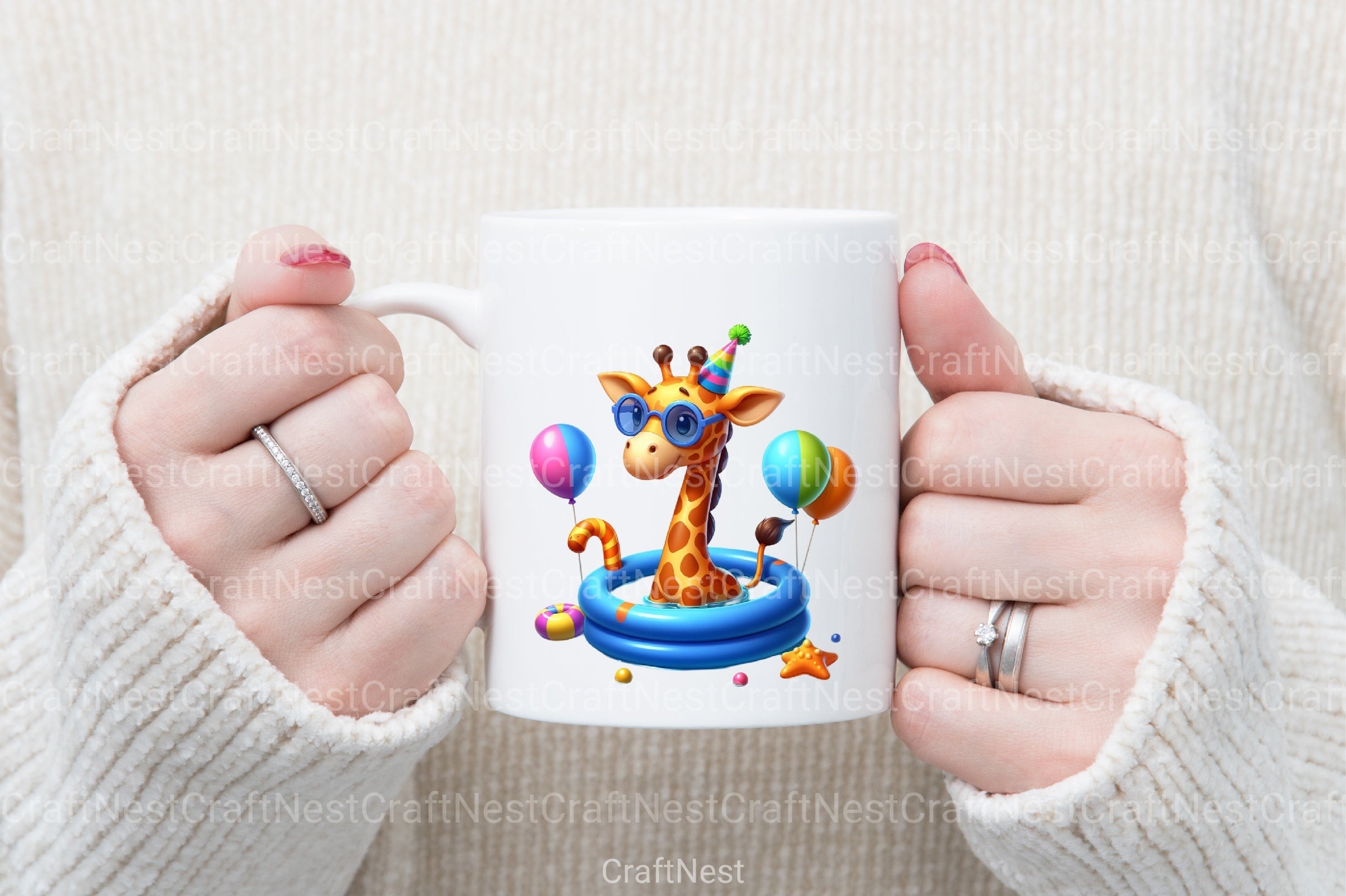 Funny Giraffe Pool Party Clipart Bundle - CraftNest - Digital Crafting and Art