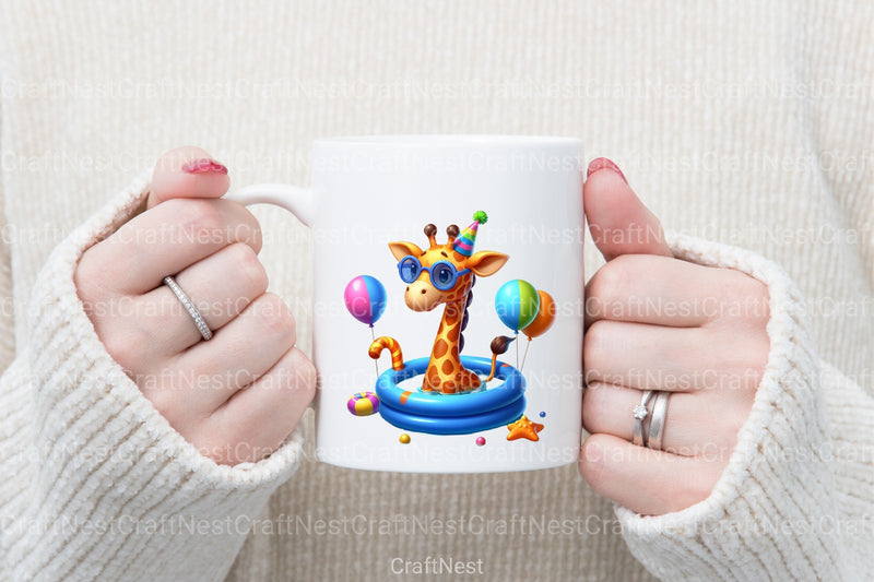 Funny Giraffe Pool Party Clipart Bundle - CraftNest - Digital Crafting and Art