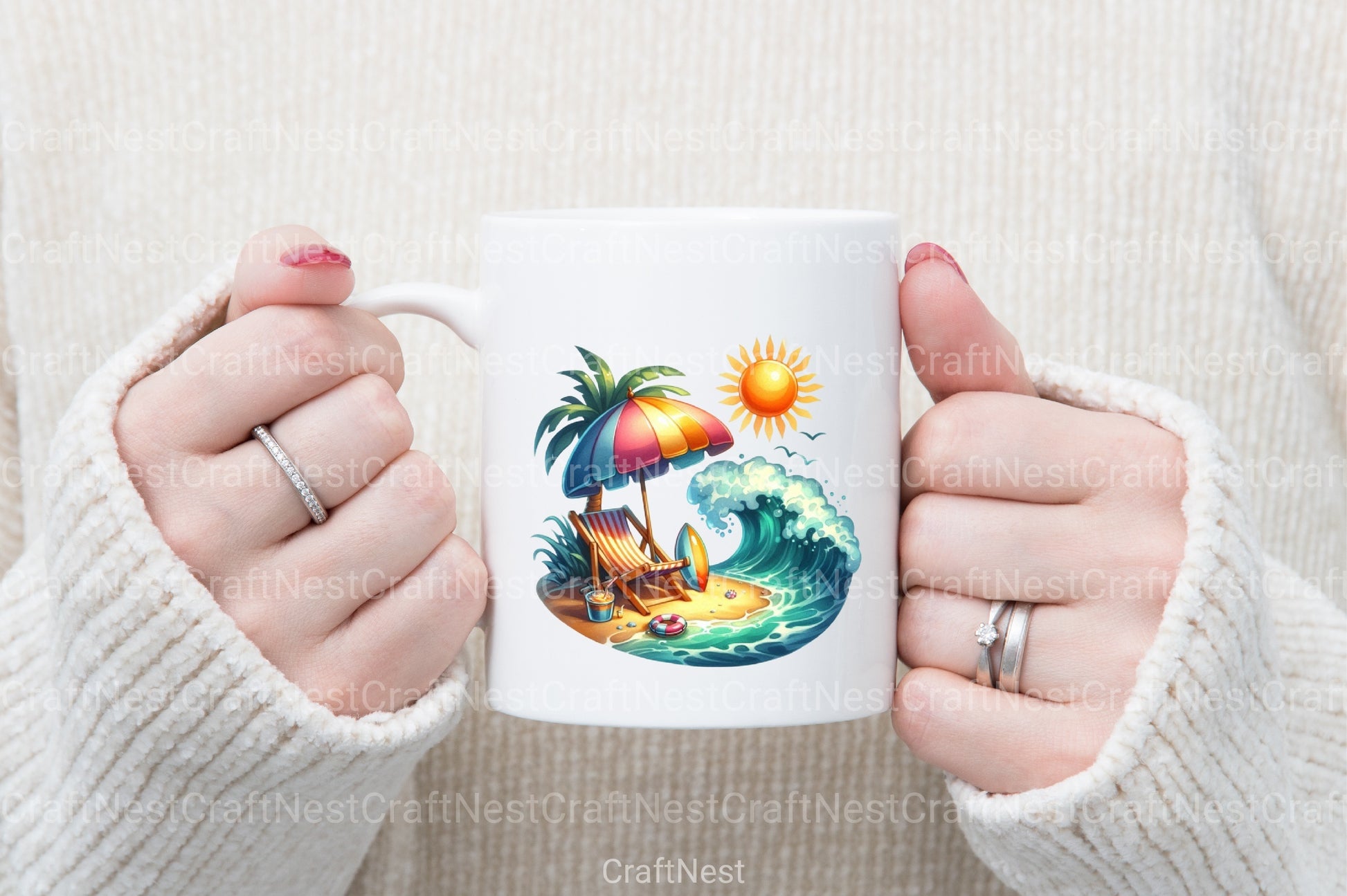 Retro Beach Clipart Bundle - CraftNest - Digital Crafting and Art