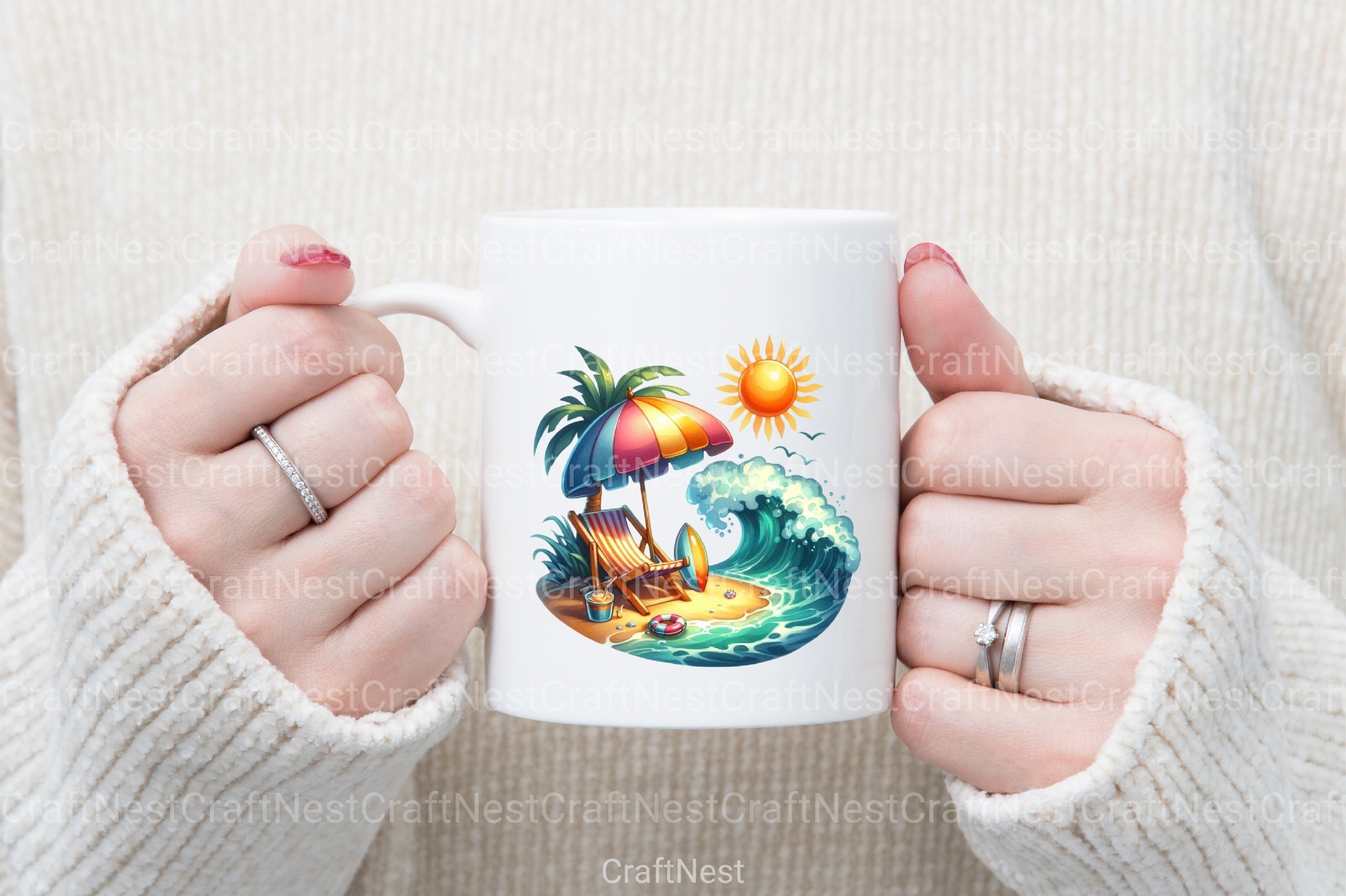 Retro Beach Clipart Bundle - CraftNest - Digital Crafting and Art