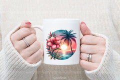 Tropical Sunset Palm Flower Clipart Bundle - CraftNest - Digital Crafting and Art