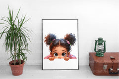 Peeking African American Little Girl Clipart Bundle 8 - CraftNest - Digital Crafting and Art