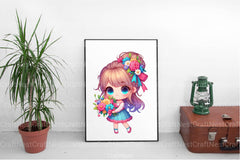 Little Girl with Bouquet Clipart Bundle 99 - CraftNest - Digital Crafting and Art