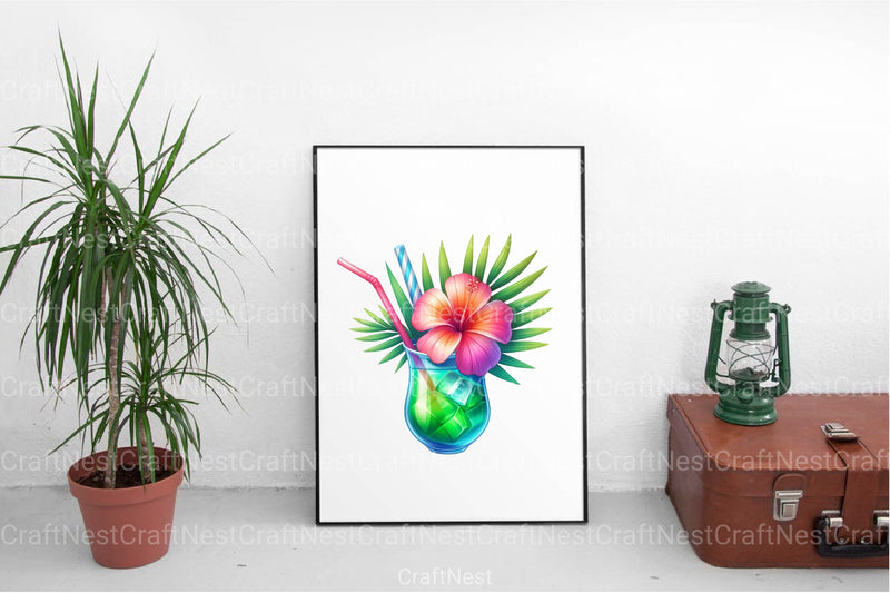 Tropical Beach Drink Summer Clipart Bundle 4 - CraftNest - Digital Crafting and Art