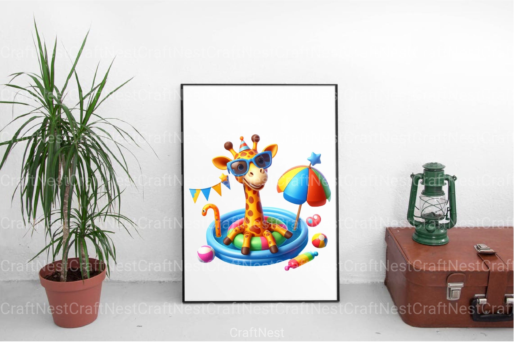 Funny Giraffe Pool Party Clipart Bundle - CraftNest - Digital Crafting and Art