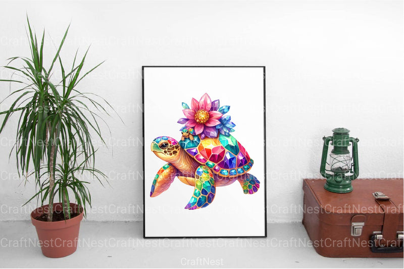 Gem Sea Turtle Mom and Baby Clipart Bundle 1 - CraftNest - Digital Crafting and Art
