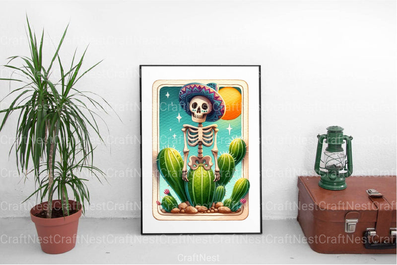 Funny Skeleton Tarot Card Cactus Clipart Bundle - CraftNest - Digital Crafting and Art