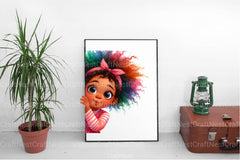 Peeking African American Little Girl Clipart Bundle 9 - CraftNest - Digital Crafting and Art