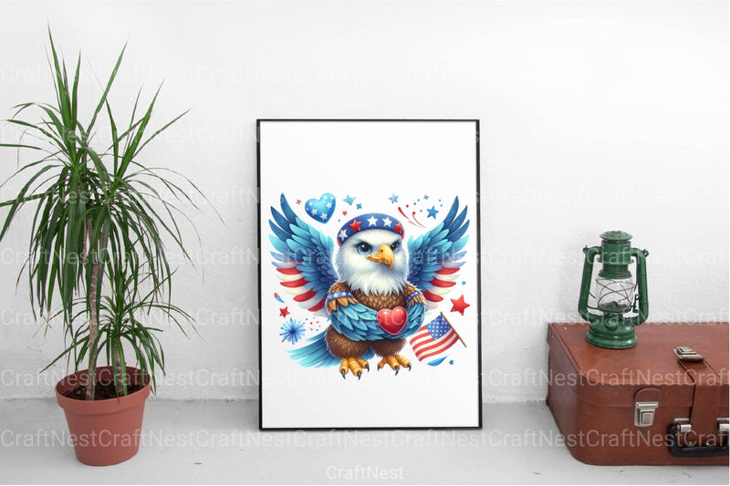 Cute American Eagle 4th of July Clipart Bundle - CraftNest - Digital Crafting and Art