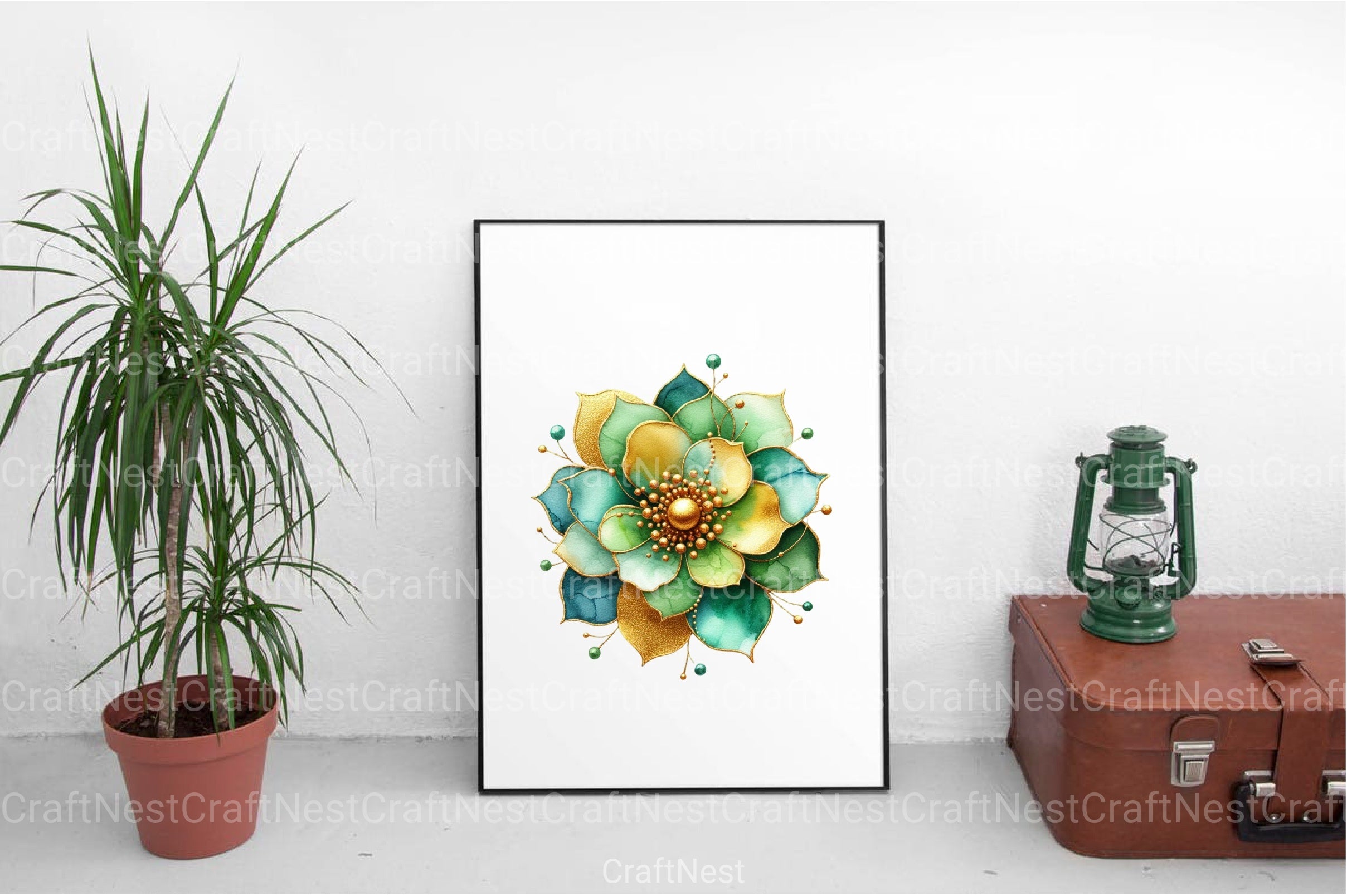 Gold Alcohol Ink Flowers Clipart Bundle 2 - CraftNest - Digital Crafting and Art