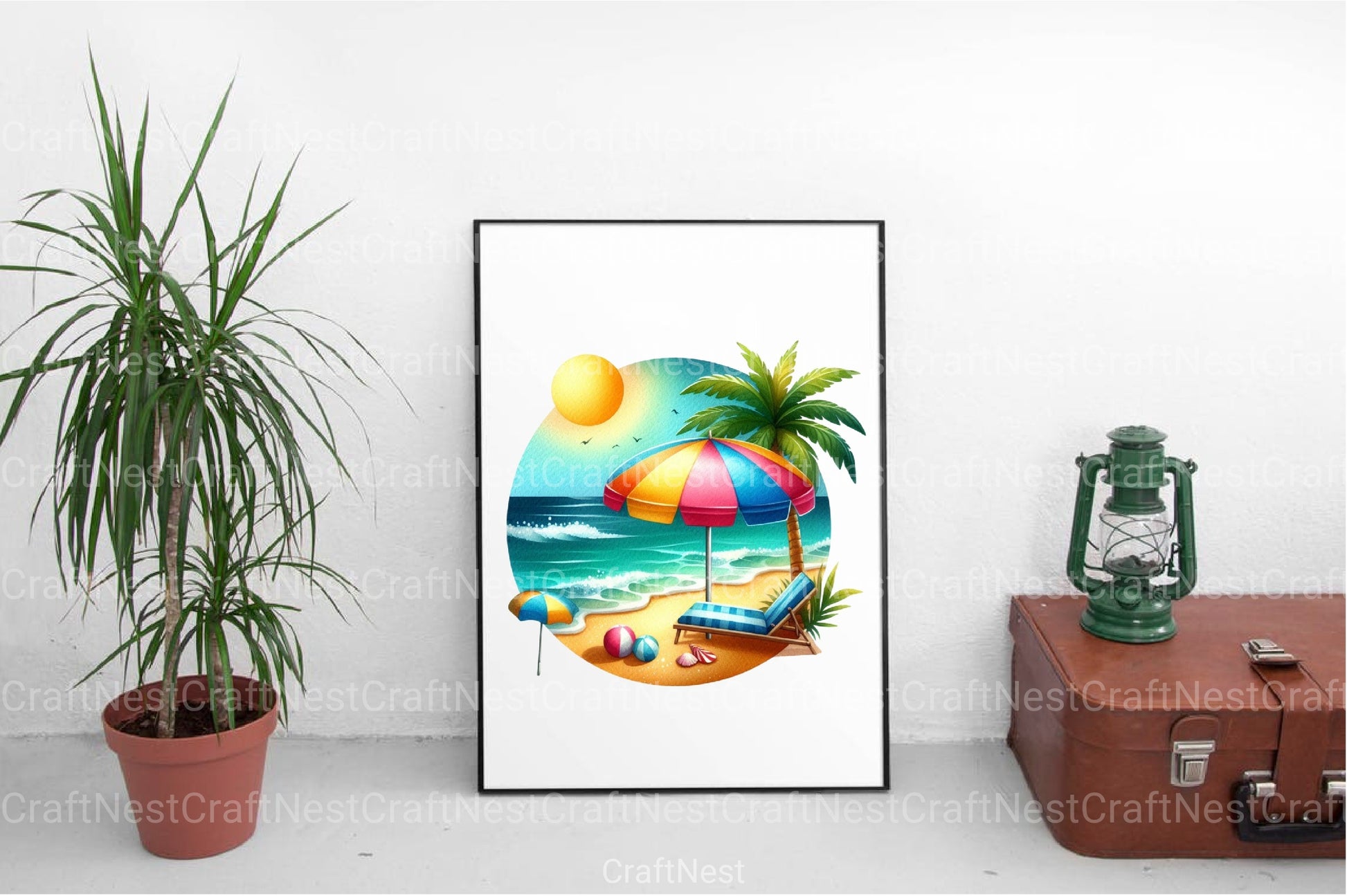 Retro Beach Clipart Bundle - CraftNest - Digital Crafting and Art