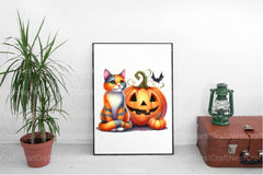 Halloween Black Cat & Pumpkin Clipart Bundle 99 - CraftNest - Digital Crafting and Art