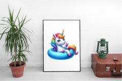 Funny Unicorn Pool Party Clipart Bundle - CraftNest - Digital Crafting and Art