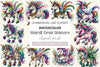 Mardi Gras Unicorn Clipart Bundle