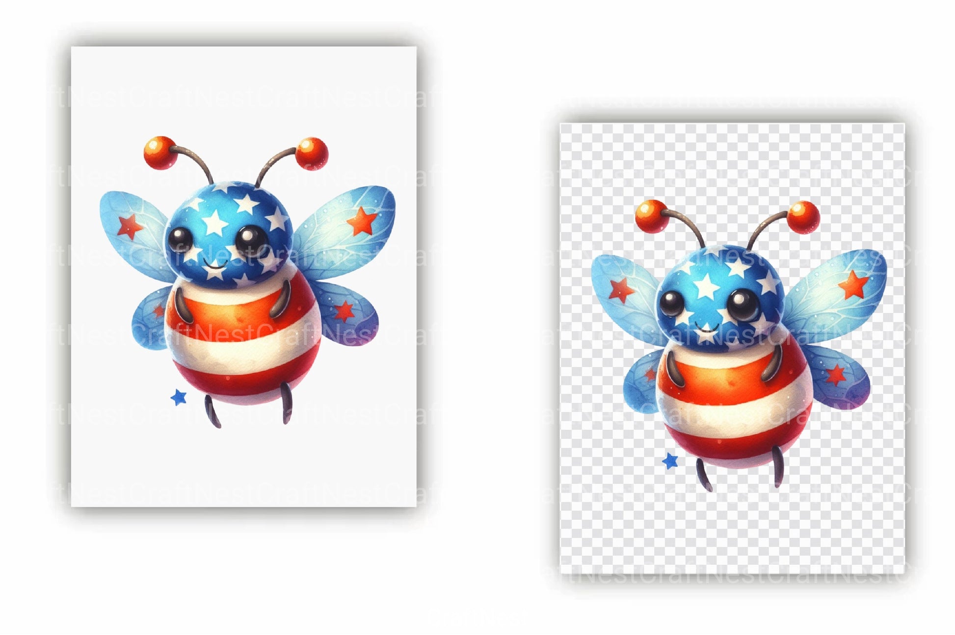 4th of July Boney Bee Clipart Bundle - CraftNest - Digital Crafting and Art