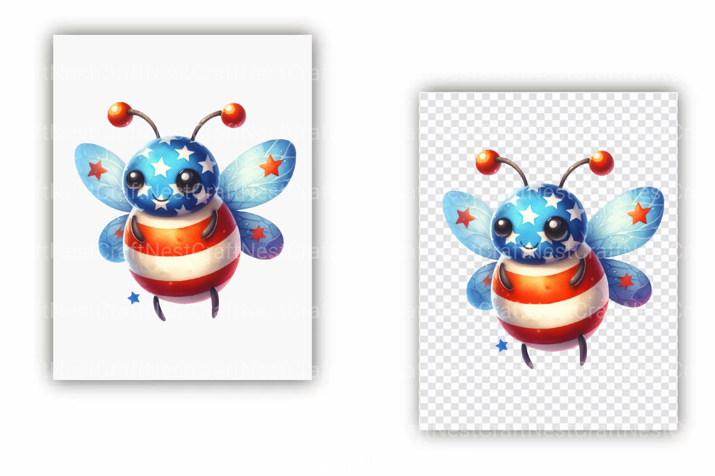 4th of July Boney Bee Clipart Bundle - CraftNest - Digital Crafting and Art