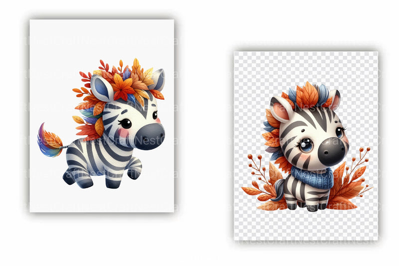 Autumn Cute Zebra Clipart Bundle - CraftNest - Digital Crafting and Art