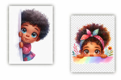 Peeking African American Little Girl Clipart Bundle 8 - CraftNest - Digital Crafting and Art