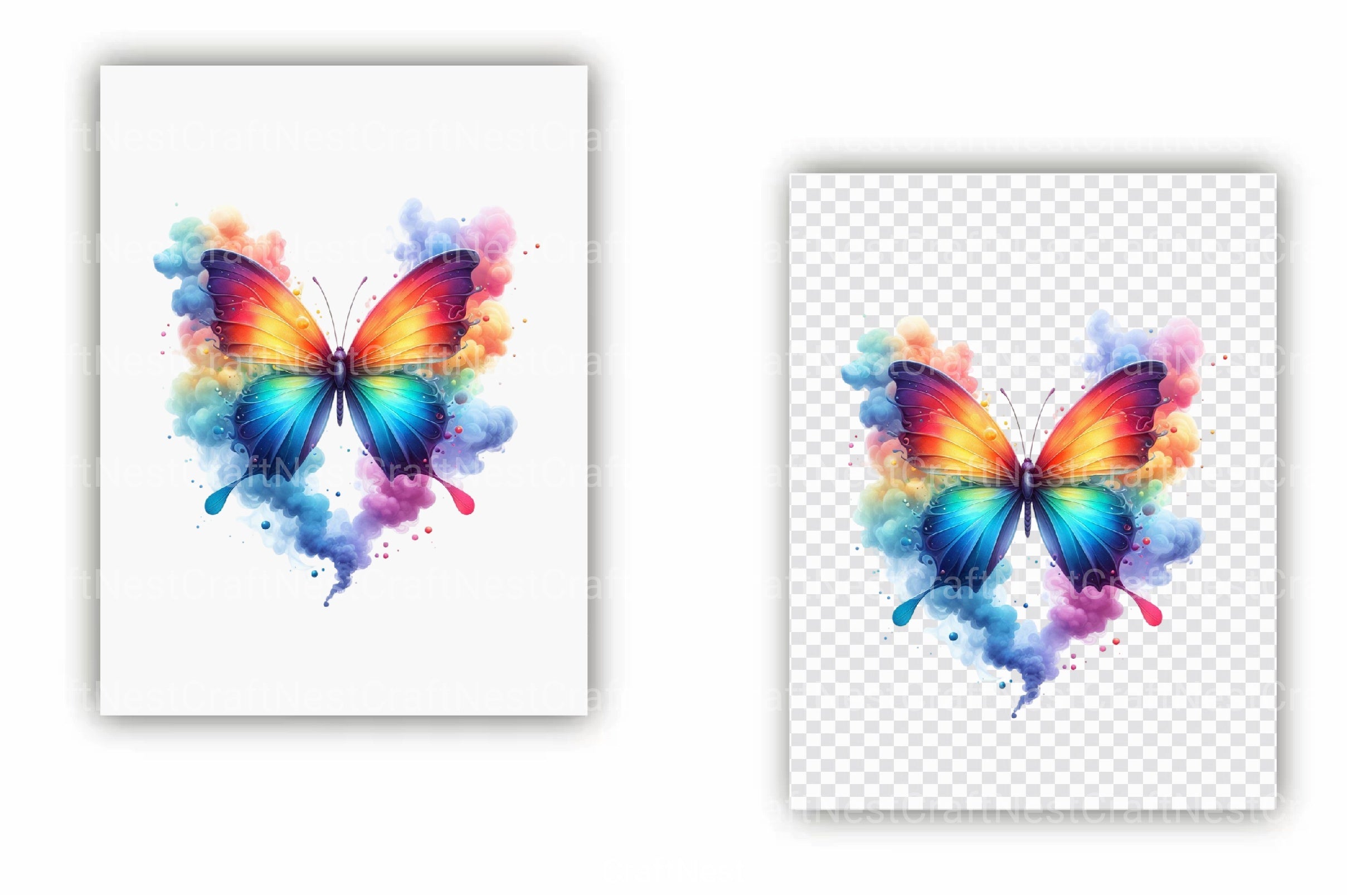 Rainbow Smoke Butterflies Clipart Bundle - CraftNest - Digital Crafting and Art