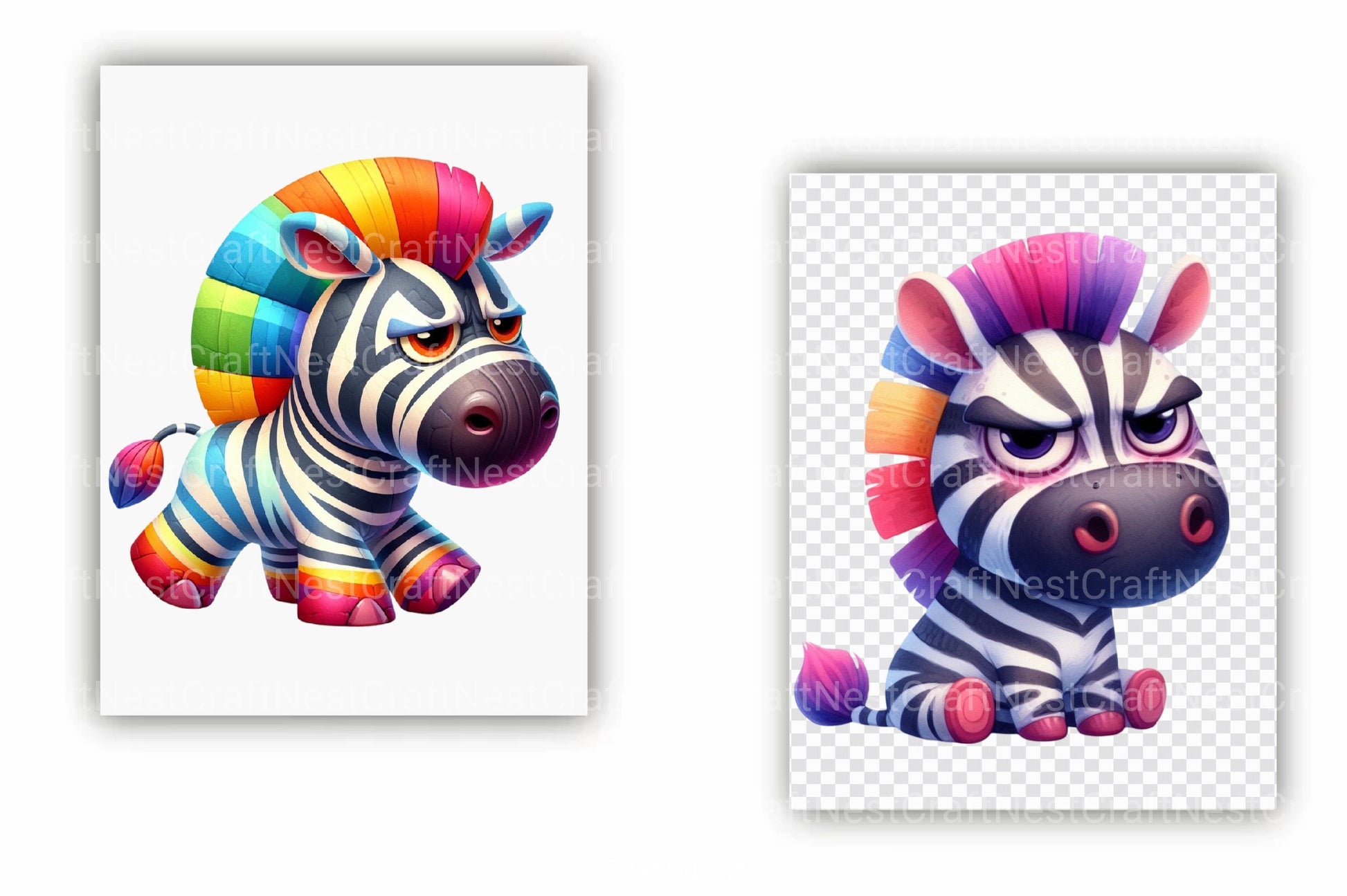 Grumpy Zebra Clipart Bundle - Funny Animal Graphics - CraftNest - Digital Crafting and Art