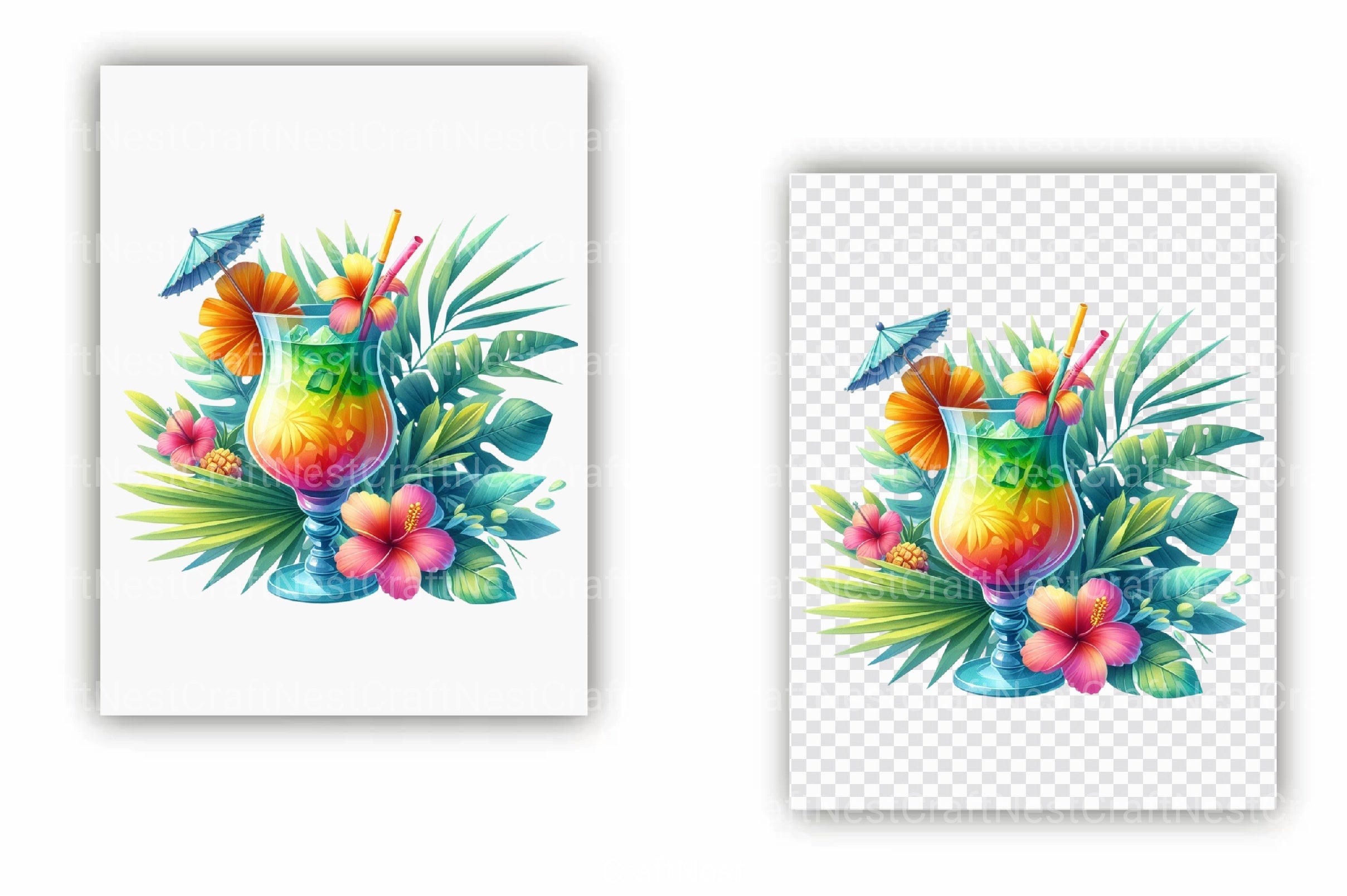 Tropical Beach Drink Summer Clipart Bundle 4 - CraftNest - Digital Crafting and Art