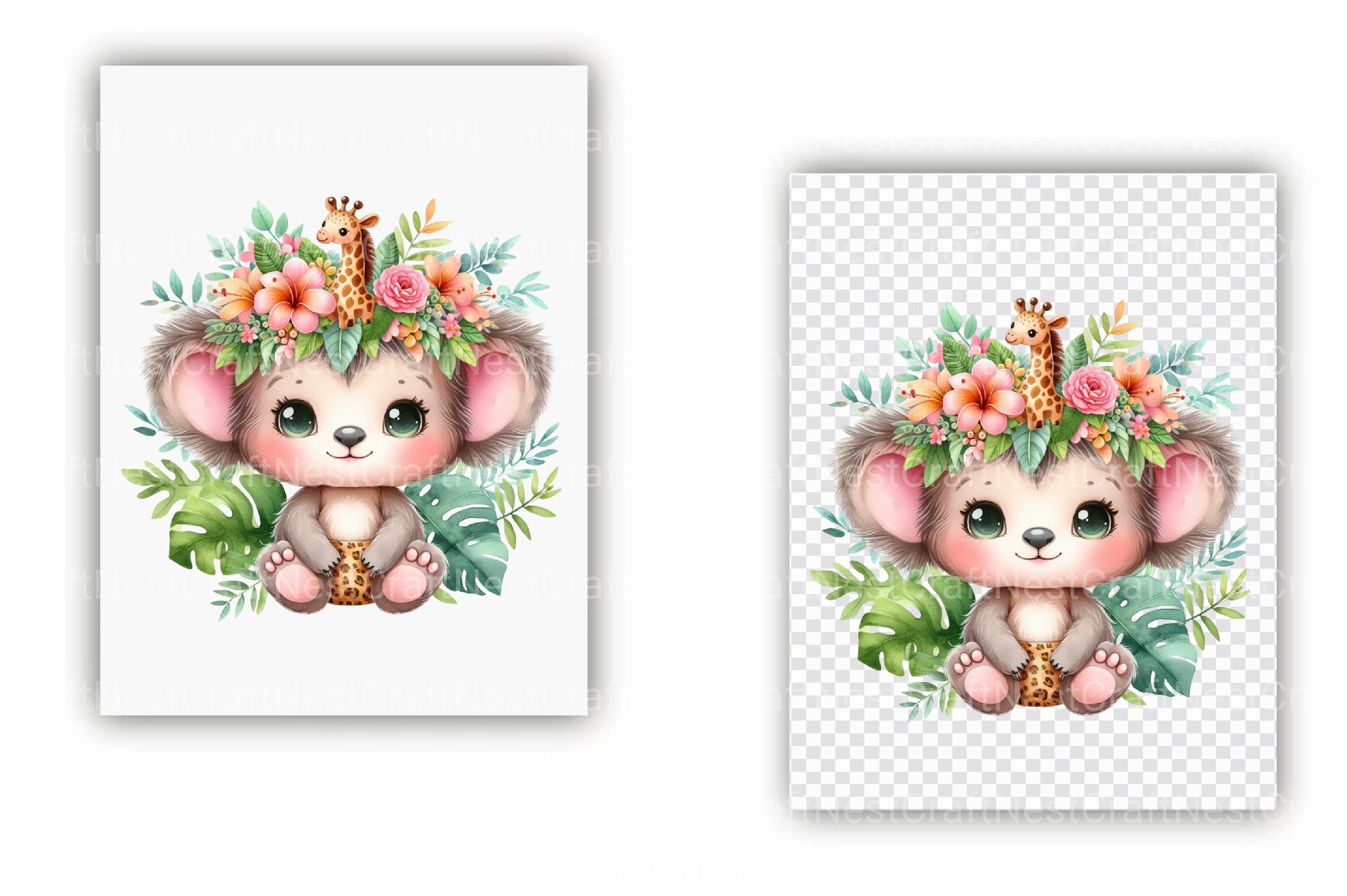 Baby Jungle Animals Clipart Bundle - CraftNest - Digital Crafting and Art