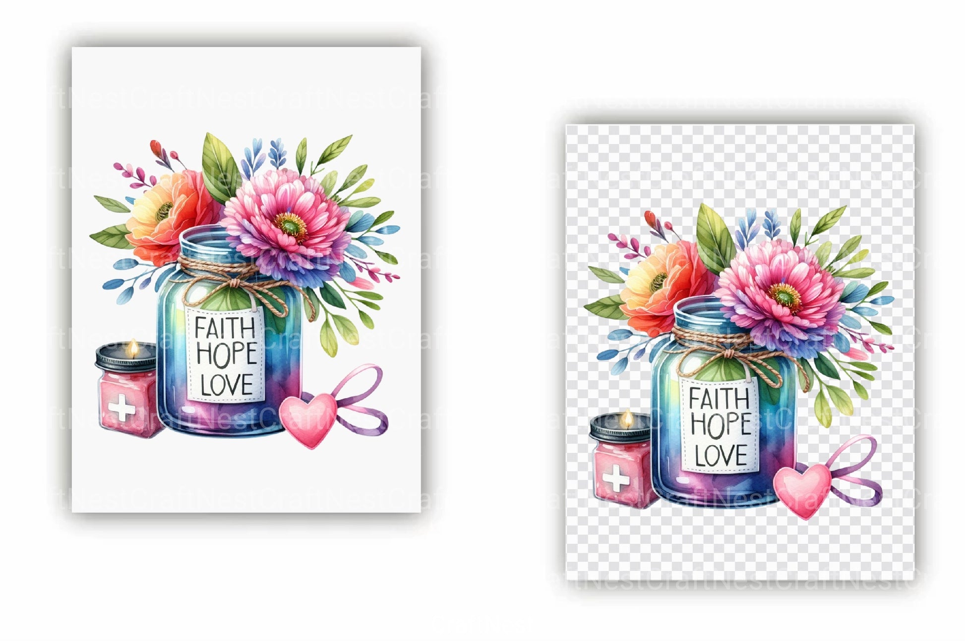 Faith Hope Love Jars Clipart Bundle - CraftNest - Digital Crafting and Art