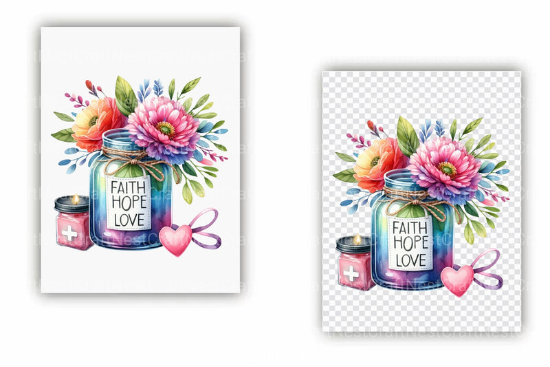 Faith Hope Love Jars Clipart Bundle - CraftNest - Digital Crafting and Art