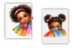 Peeking African American Little Girl Clipart Bundle 9 - CraftNest - Digital Crafting and Art