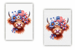 4th of July Highland Cow Clipart Bundle - CraftNest - Digital Crafting and Art
