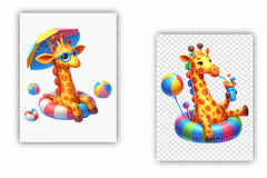 Funny Giraffe Pool Party Clipart Bundle - CraftNest - Digital Crafting and Art