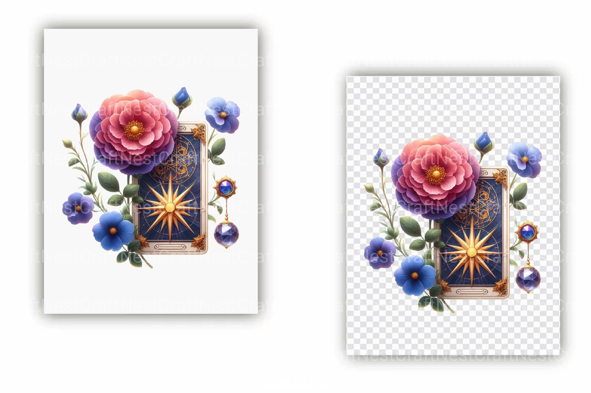 Flowers Tarot Cards Clipart Bundle 3 - CraftNest - Digital Crafting and Art