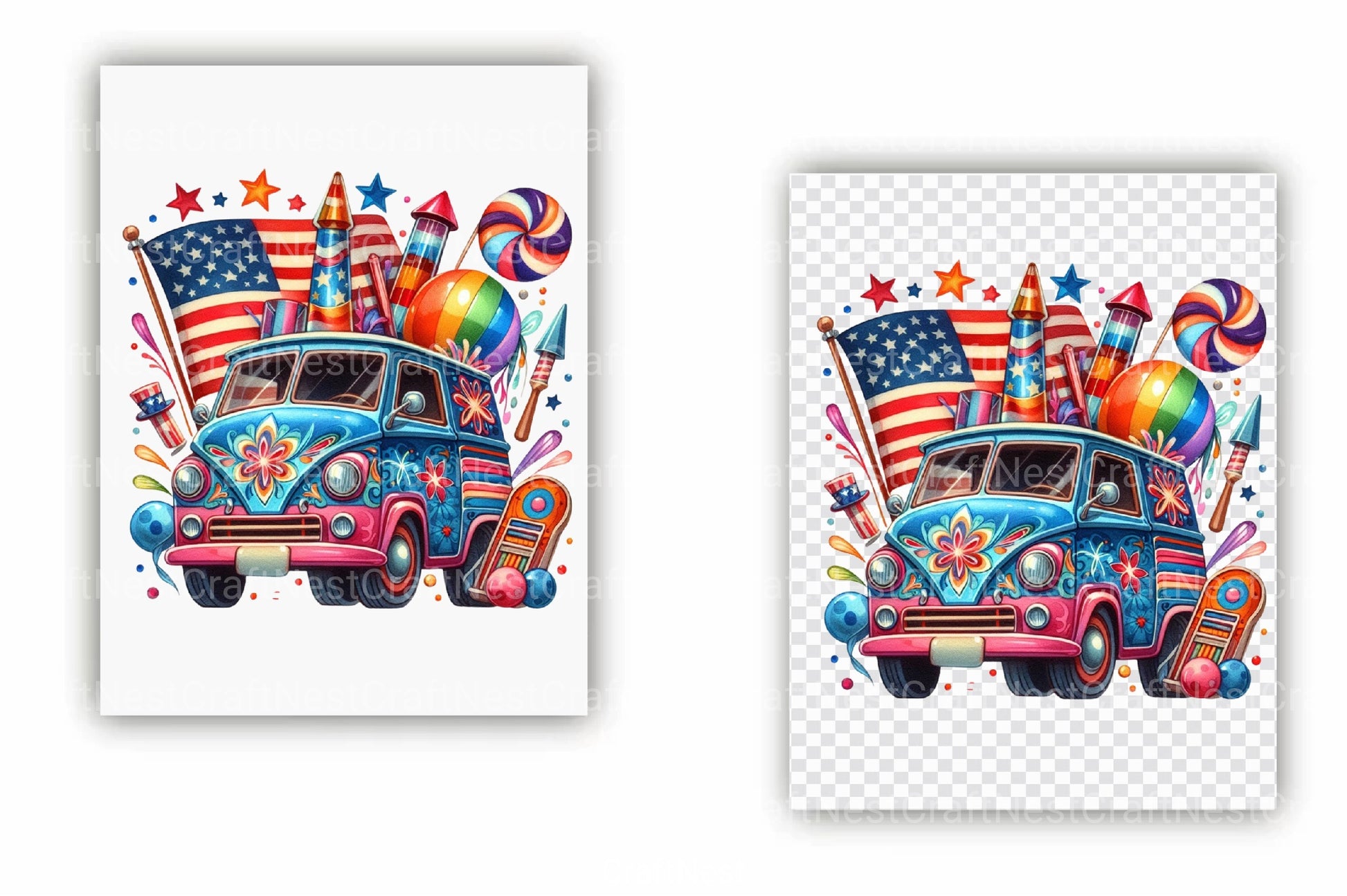Retro Groovy 4th of July Clipart Bundle - CraftNest - Digital Crafting and Art