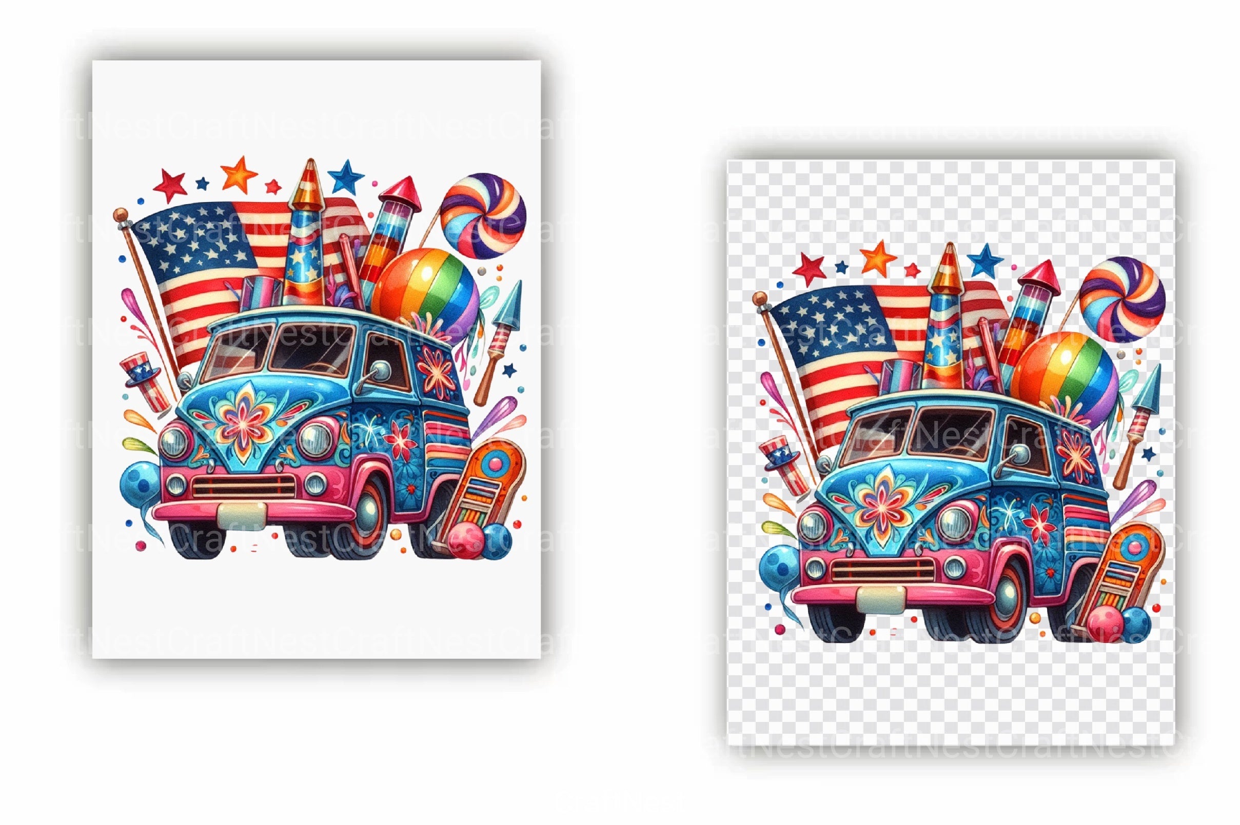 Retro Groovy 4th of July Clipart Bundle - CraftNest - Digital Crafting and Art
