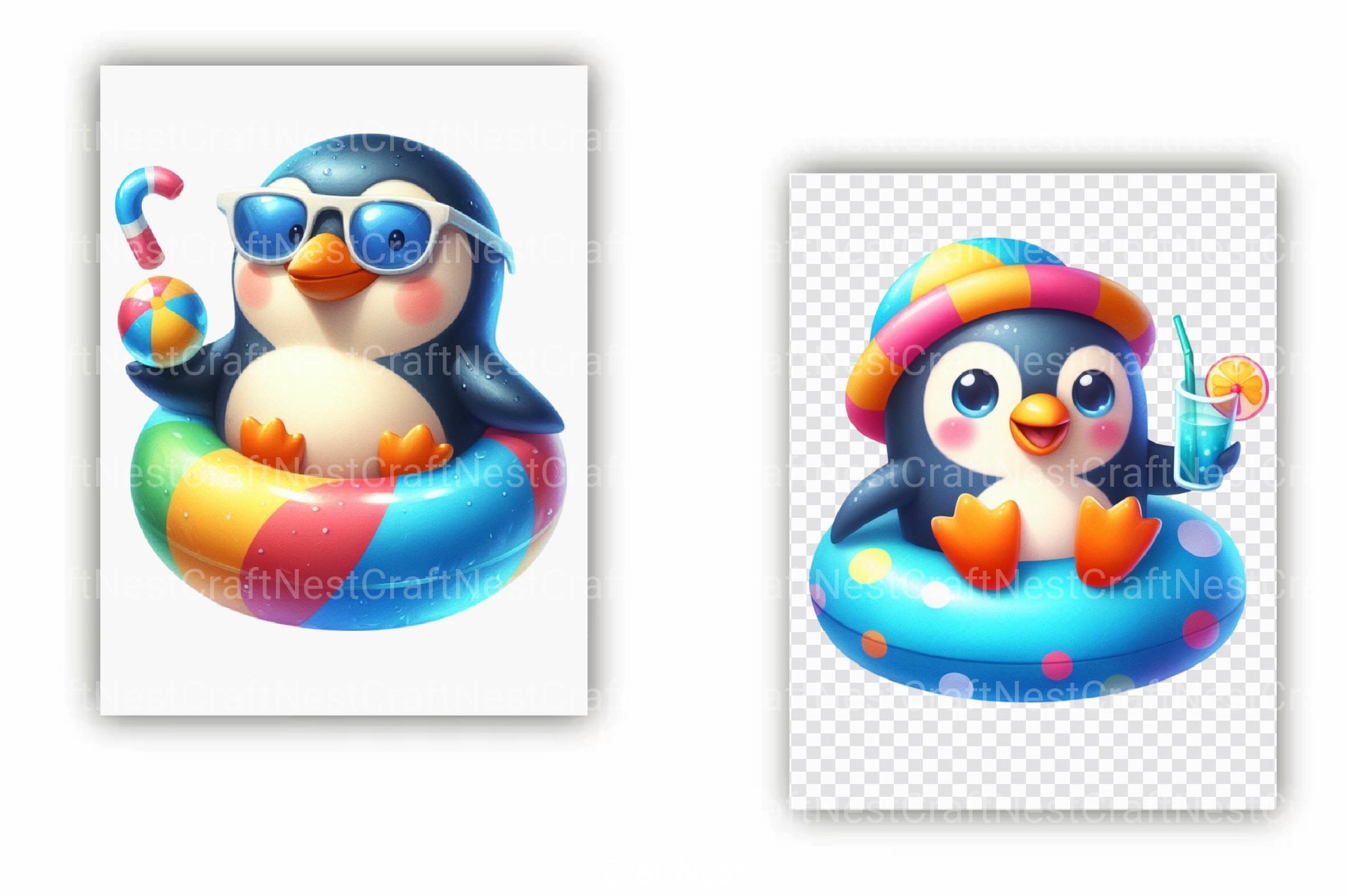 Funny Penguin Pool Party Clipart Bundle - CraftNest - Digital Crafting and Art