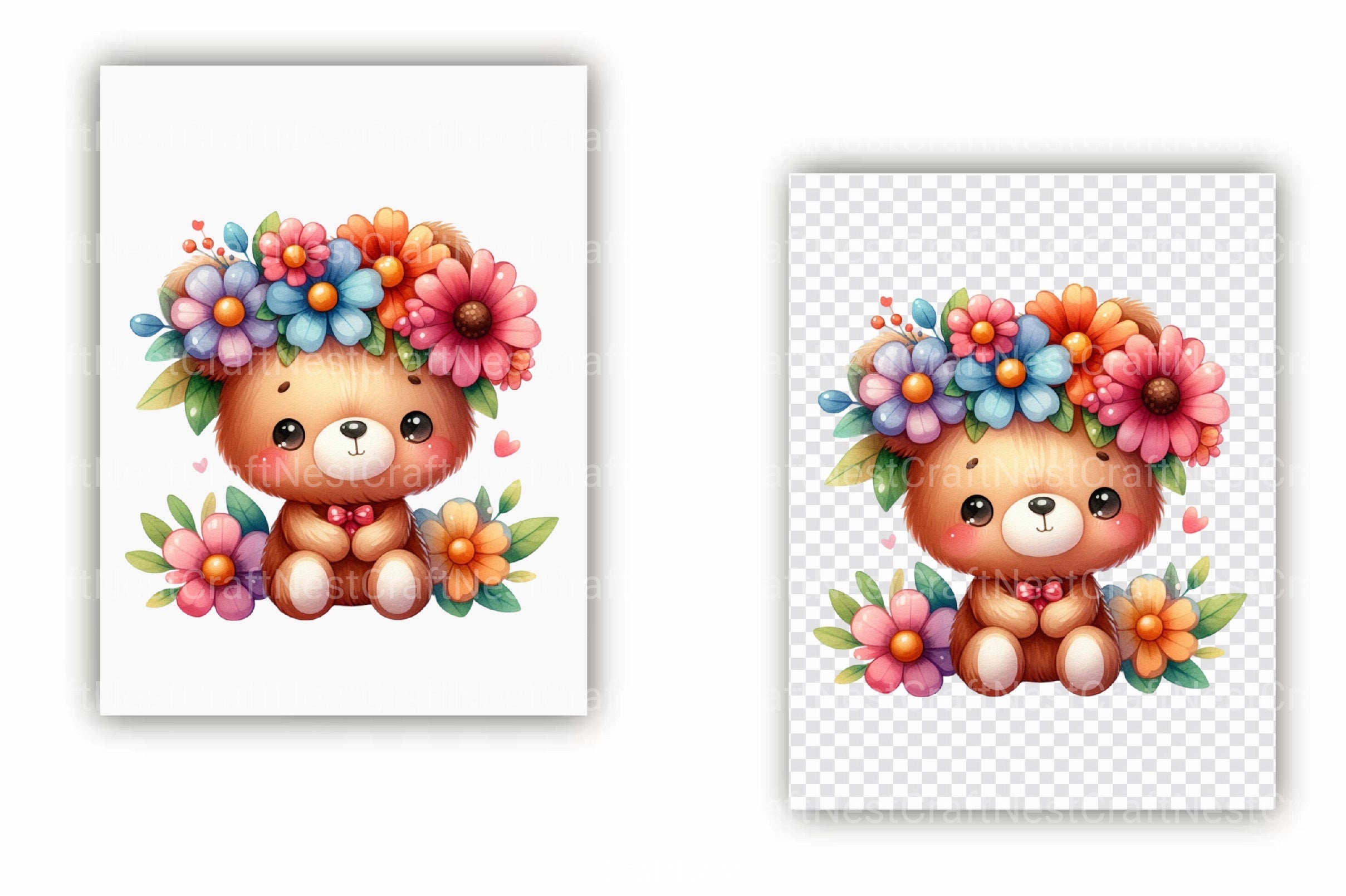 Kawaii Teddy Bear Clipart Bundle - CraftNest - Digital Crafting and Art
